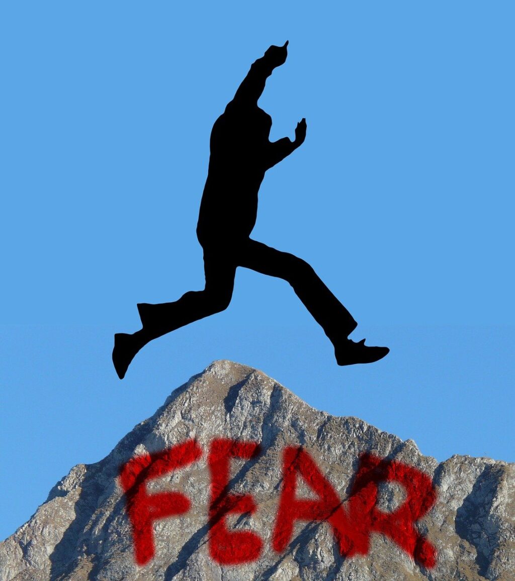 silhouette, man, motivation, leap, overcome, fear, mountain, knoll, obstacle, person, figure, human, daring, nature, courage, to run, accomplish, to achieve, can, to solve, make, realize, complete, bring about, prevail, conquer, carry out, deal with